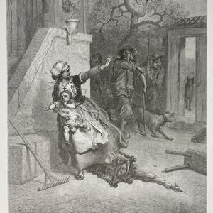 Gustave Dore, Fables, Wolf Mother Child, Monkey Dolphin, Bookplate 240706-WH 290